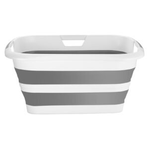 Dog Bathtub, Collapsible Dog Bath Tub, Pet Bathing Grooming Wash Shower Station, Portable Space-saving & Stable Support, Built-In Drainage Hole For Small Pet Puppy Doggie Cat Outdoor, Gray White